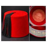 1950s Moroccan Lamrani Fes Red Wool Fez Tarboosh Original Maker Stamp - Potterville