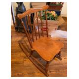 Wooden Spindle Back Rocking Chair with Turned Legs & Contoured Seat - Lake Odessa Off-Site