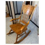 Ornate Carved Oak Wooden Rocking Chair - Victorian Style Spindle Back & Arms - Lake Odessa Off-Site