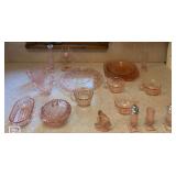 Large Vintage Pink Depression Glass Collection - Plates, Cups, Serving Pieces & Decorative Glass - Lake Odessa Off-Site