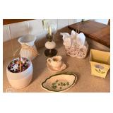 Assorted Home Decor Collection - Oil-Style Lamp, Ceramic Vases, Floral Dish & Decorations - Lake Odessa Off-Site