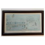 Barbara Rowlett Signed 1986 "Chestnut Glade Schools" Framed Schoolhouse Art Print - Lake Odessa Off-Site