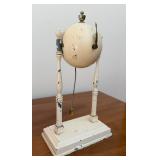 Vintage Style Cream Metal Globe Clock with Pendulum & Decorative Column Stand - Lake Odessa Off-Site