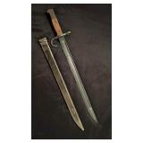 WWII 1936-1945 Japanese Type 30 Arisaka (Uncut) 16 Inch Bayonet Clear Markings w/ Scabbard EX