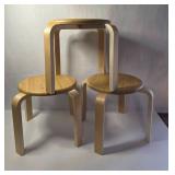 Set of 3 New Wooden Stools (Lot 2 of 2)