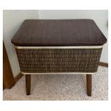 Vintage Mid-Century Sewing Storage Bench with Lift-Top & Sewing Supplies - Lake Odessa Off-Site
