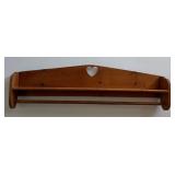 Rustic Wooden Wall-Mounted Shelf with Heart Cutout & Towel Bar - Country Decor - Lake Odessa Off-Site