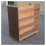 Double Sided Wood Shelving on Wheels (1 of 2)