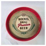 Vintage Koenig Brau Premium Beer Metal Serving Tray Approx. 13"