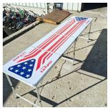 Ka-Pong Portable Folding Beer Pong Table With American Flag Design - 8 Ft Adjustable Height