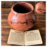 Signed 2009 LAZART Southwestern Horsehair Pottery Bowl Petroglyph Design Original Tags - Potterville