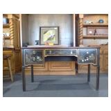 Sligh Black Lacquered Chinoiserie Writing Desk with Chair - Louis XV Style - Estate Sales Warehouse (GR)