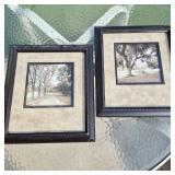 Set Of 2 Framed Sepia Nature Wall Art Prints With Elegant Beaded Wood Frames 12x14