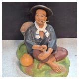Vintage Japanese Handpainted Clay/Ceramic Hakata Elderly Man Figurine
