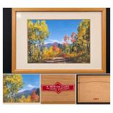 Vintage Framed Autumn Mountain Landscape Art Print H. Merton Clark Lansing MI Custom Framing - Potterville
