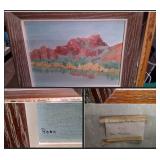 Orig Roka Wagner Signed Oil Painting Rocky Red, Red Mountain Framed Southwestern Landscape - Potterville