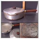 Vintage Magnalite Country Collection Aluminum 10" Covered Skillet Wood Handle, USA - Potterville