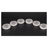 Set of 6 Vintage Clear Diamond Point Cut Glass Open Salt Cellars Individual Salt Dips - Potterville