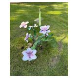 Decorative Metal Flower Garden Sculpture - Pink & White Floral Yard Art - Lake Odessa Off-Site