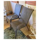 Set of 2 Gray Mesh Sling Patio Armchairs - Metal Frame Outdoor Seating - Lake Odessa Off-Site