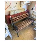 Wood Slat Garden Bench with Decorative Cast Iron Sides - Outdoor Patio Seating - Lake Odessa Off-Site
