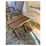 Pair of Accent Tables - Round Folding Side Table & Rustic Wooden Slat Table - Lake Odessa Off-Site