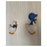 Set of 2 Goose & Duck Wall Decorations - Blue Bonnet & Bow Farmhouse Decor - Lake Odessa Off-Site
