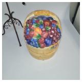 Fruit Basket Ceramic Cookie Jar & Metal Willow Tree Tea Light Candle Holder