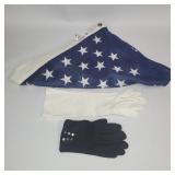 Valley Forge American Flag with Vintage Ladies Gloves (White & Black)