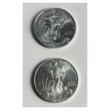 Lot of 2 - 2018 American Silver Eagle Bullion Coins