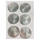 Lot of 6 - 2020 American Silver Eagle Bullion Coins (2 of 2)