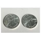 Lot of 2 - 2003 American Silver Eagle Bullion Coins