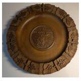 Vintage Hand Carved Bowl/Plate - Grape Leaf Motif - 13" dia