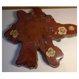 Vintage Live Edge Wood Clock Face with Parts - Floral Resin