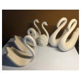 Vintage Swan Figurines - Mid Century Modern - Ready to Paint - Bisqueware