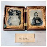 Antique Civil War Era 1860s Grape Vine Thermoplastic Union Case With 2 Portraits & 1863 Note - Potterville