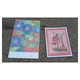 Framed Floral and Figurative Artwork Prints Set of 2