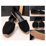 Via Spiga Black Suede Espadrille Slip On Flats With Braided Jute Trim Size 7 - New - Potterville