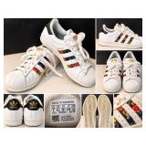 Adidas Superstar Floral Print 3 Stripe White Leather Sneakers Women