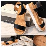Sun + Stone Black Cork Footbed Platform Sandals White Lug Soles With Box - Potterville