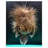 Fluffy Brown Feathered Owl Ornament (Made with Real Feathers)