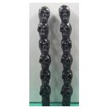 Stacked Black Skulls Taper Candles (Set of 2) Gothic / Halloween Decor