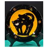 Susan Winget Black Cat Ceramic Halloween Plate