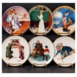 Vintage Norman Rockwell Collectible Porcelain Plates Set of 6 Americana Scenes - Potterville