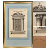 1756 Isaac Ware A Door of the Corinthian Order Plate 64 Architectural Engraving Framed - Potterville