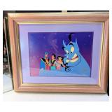 1996 Disney Store Exclusive Aladdin, Jasmine, And Genie Framed Commemorative Lithograph - Potterville