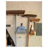 Assorted Garage & Household Cleaning Brooms with Metal Dustpan - Lot of 5 - Lake Odessa Off-Site