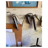 Lot of 3 Vintage Metal Hand Lever Grease Guns with Flexible Hose & Fittings - Lake Odessa Off-Site