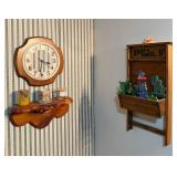 Wooden Wall Clock with Decorative Wood Shelf & Assorted Home Decor - Lake Odessa Off-Site