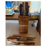 Regent Sheffield Wooden Knife Block Set with Kitchen Knives, Carving Fork & Cutting Board - Lake Odessa Off-Site